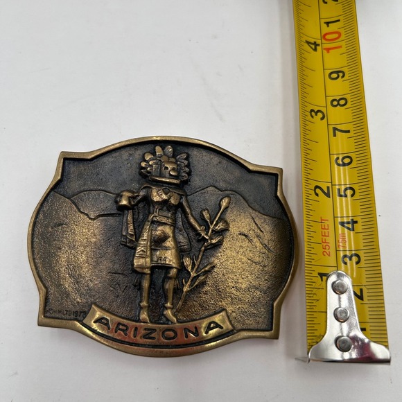 VTG Arizona Morning Kachina Brass Belt Buckle Registered Solid Brass EO0052 1977 - Picture 6 of 6